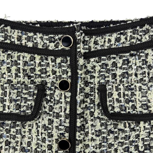 NWT DYNAMITE Tweed A-Line Mini Skirt Sz XS Green / Black - Picture 5 of 7